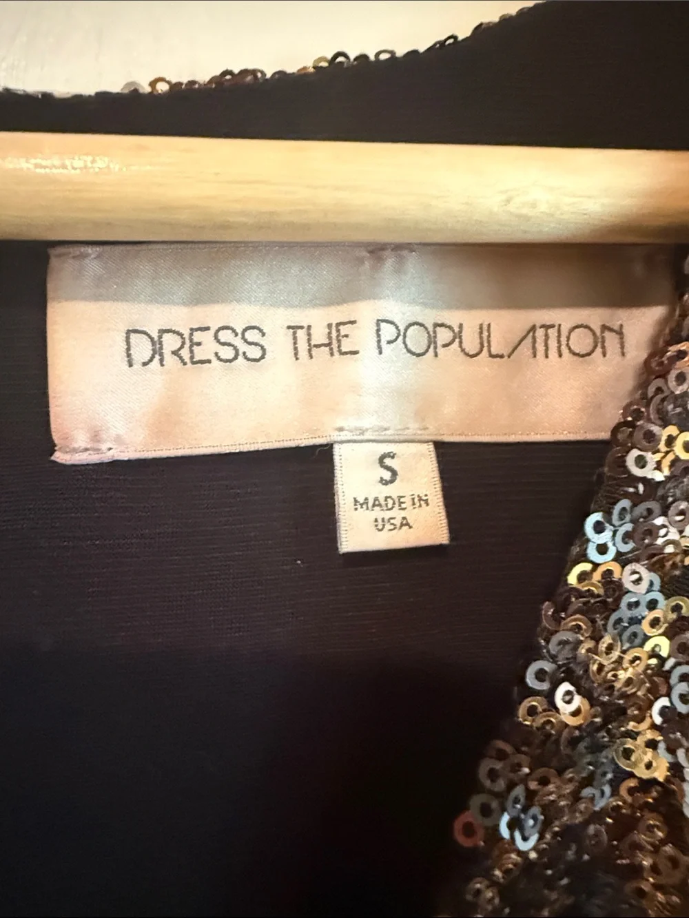 Dress the Population Bronze Sequin Long Sleeve V-Neck Dress - Picture 2 of 5